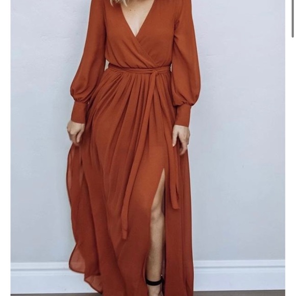 burnt orange boho maxi dress